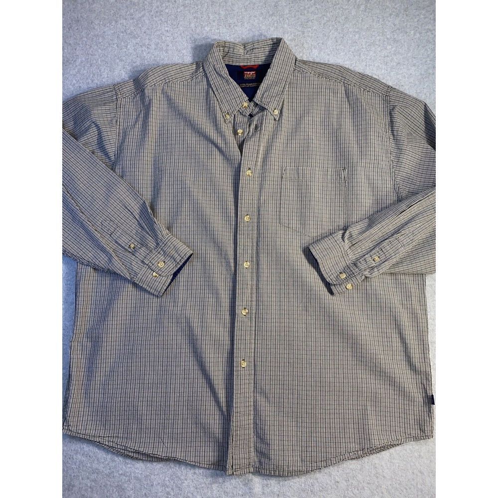 Wrangler Jeans Co Button Down Plaid Shirt Cool River Cotton Mens Size‎ XL